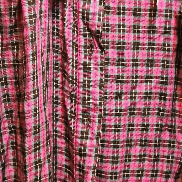 Lane Bryant Pink & Black Plaid L/S Top Collared Button Front Plus Size 20 New - Picture 2 of 6